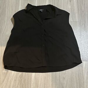 Express Black Button Down Sleeveless Shirt